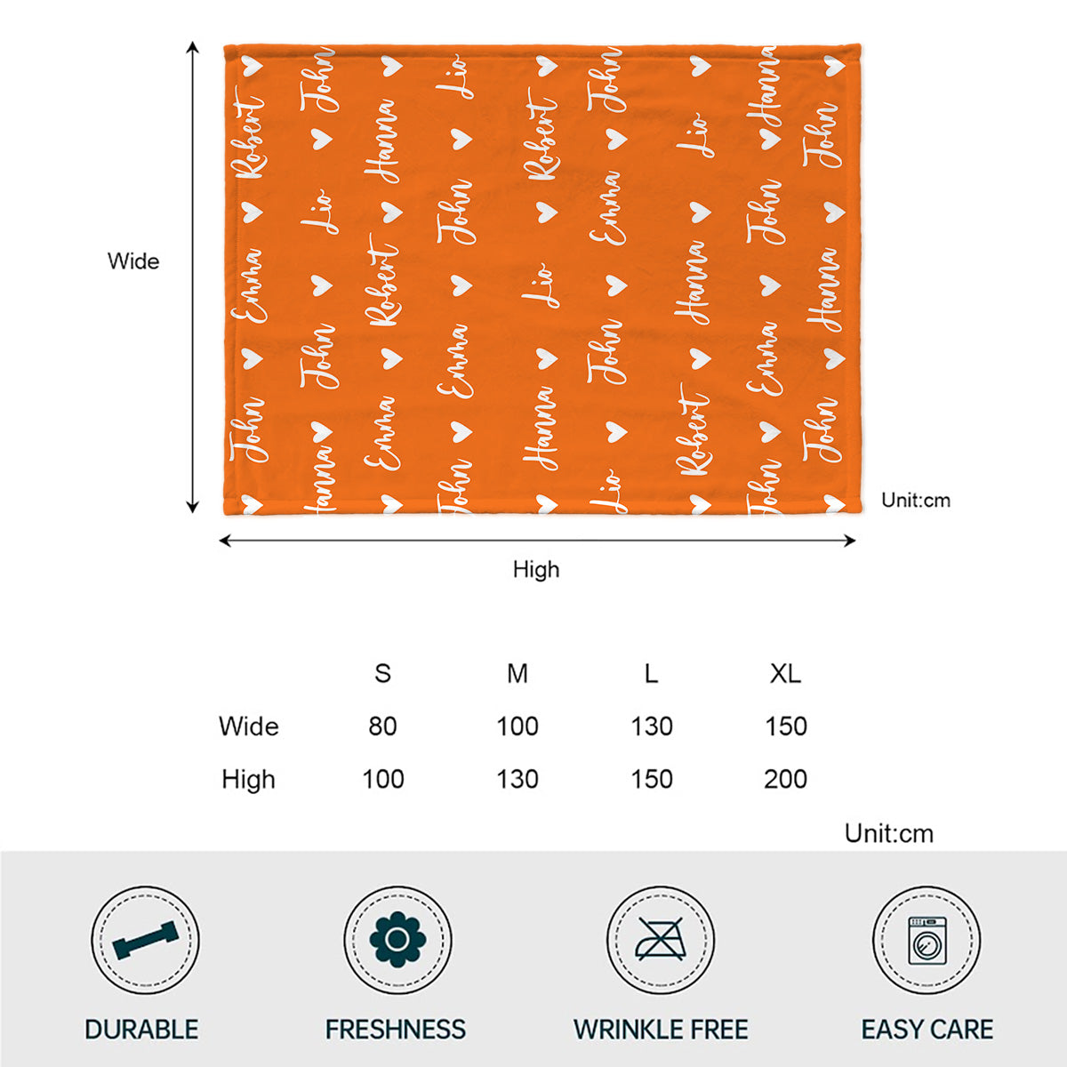 Custom Name Heart Pattern - Personalized Family Blanket