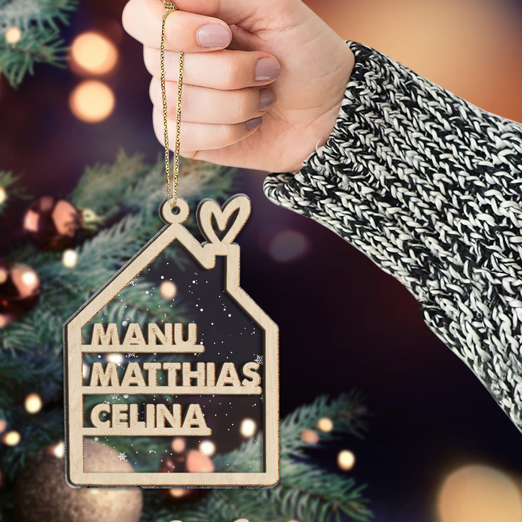 Family Name - Personalized Family 2 Layered Piece Mix Ornament