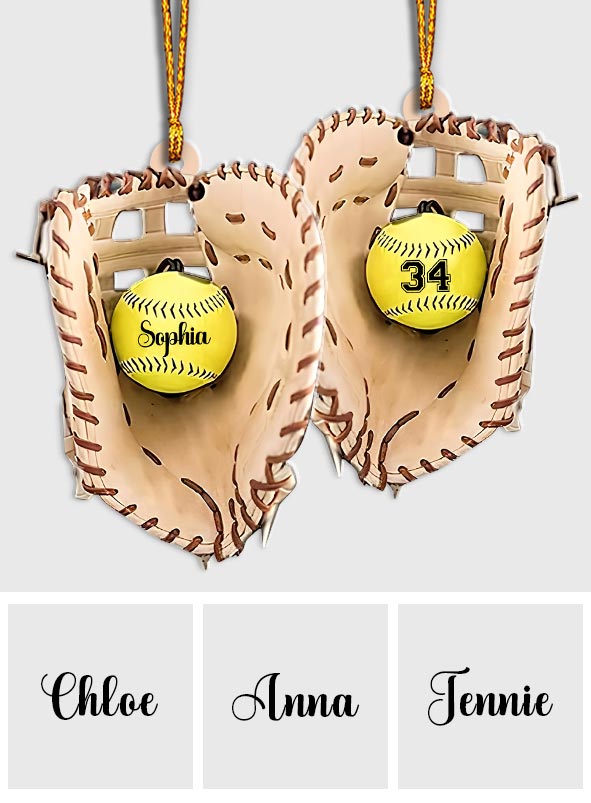 Love Baseball - Personalized Softball Ornament