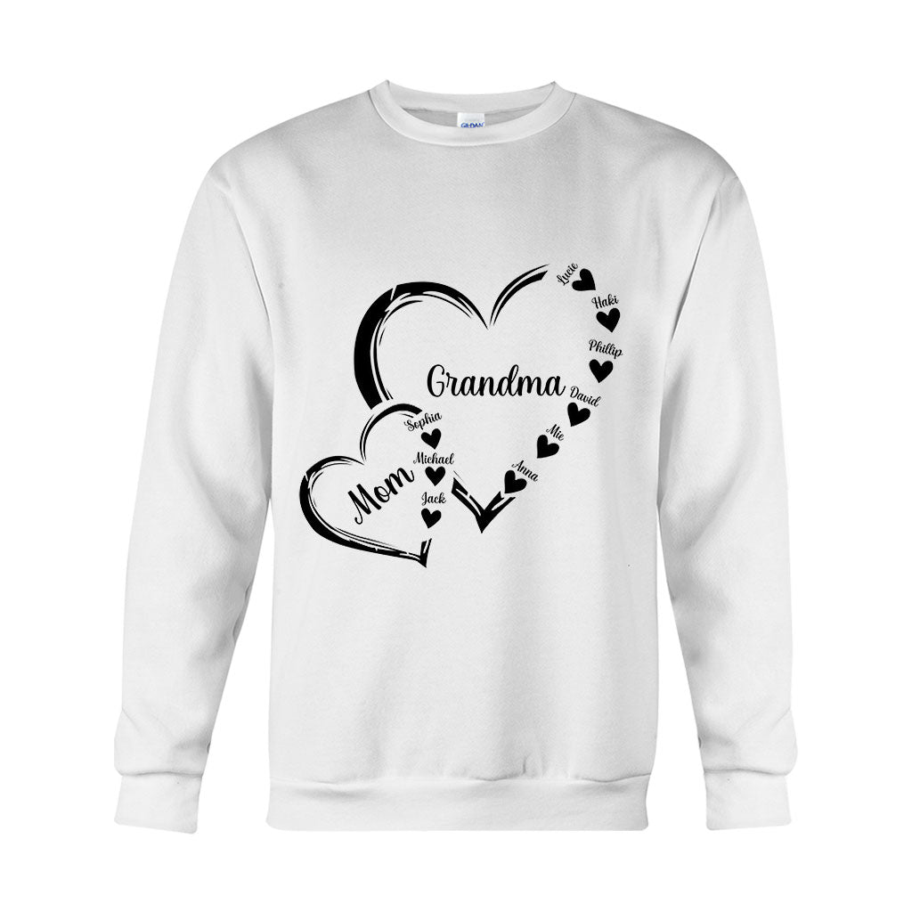 Grandma/Mom/Nana Heart - Personalized Grandma T-shirt And Hoodie