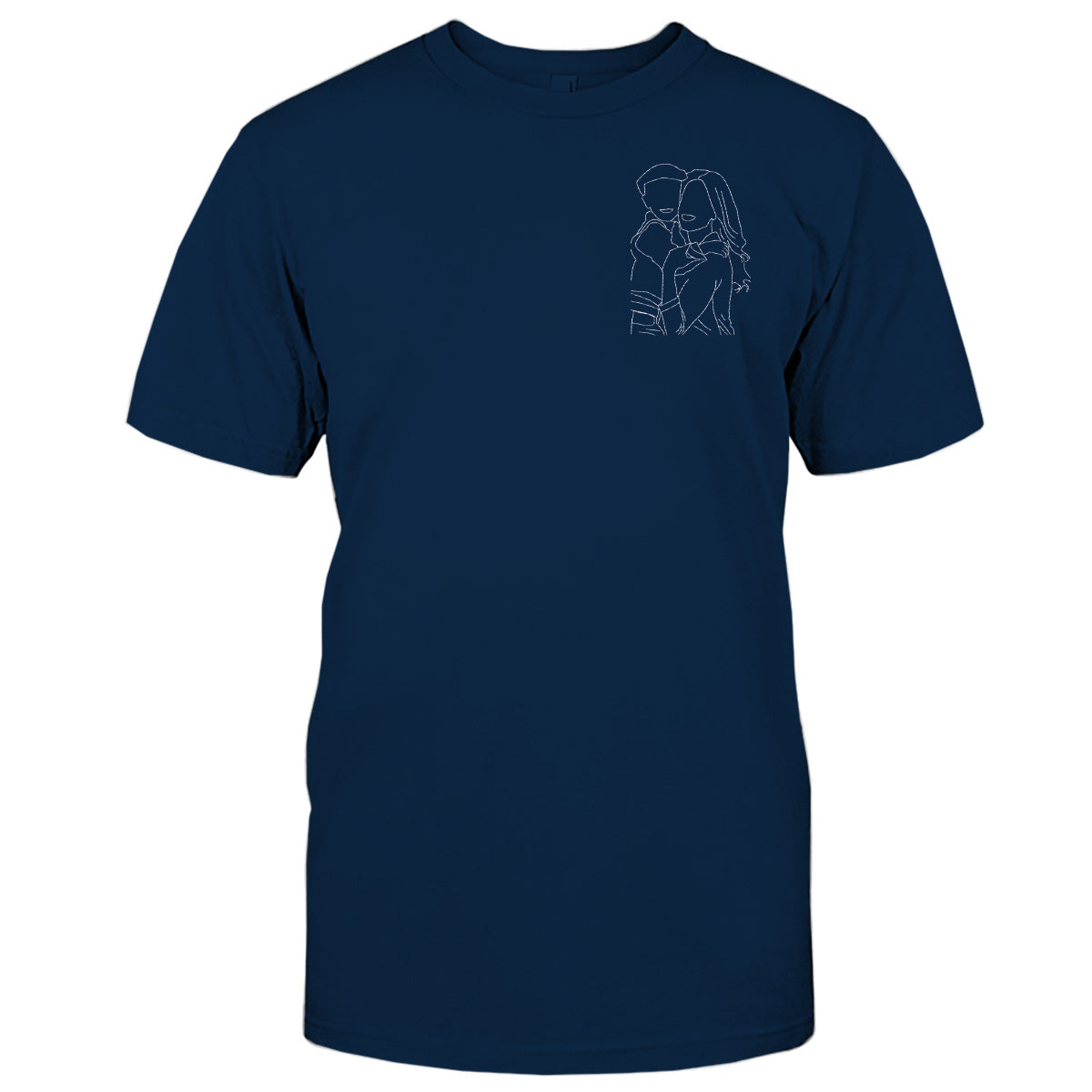 Custom Line Art - Personalized Aunt Embroidered T-shirt