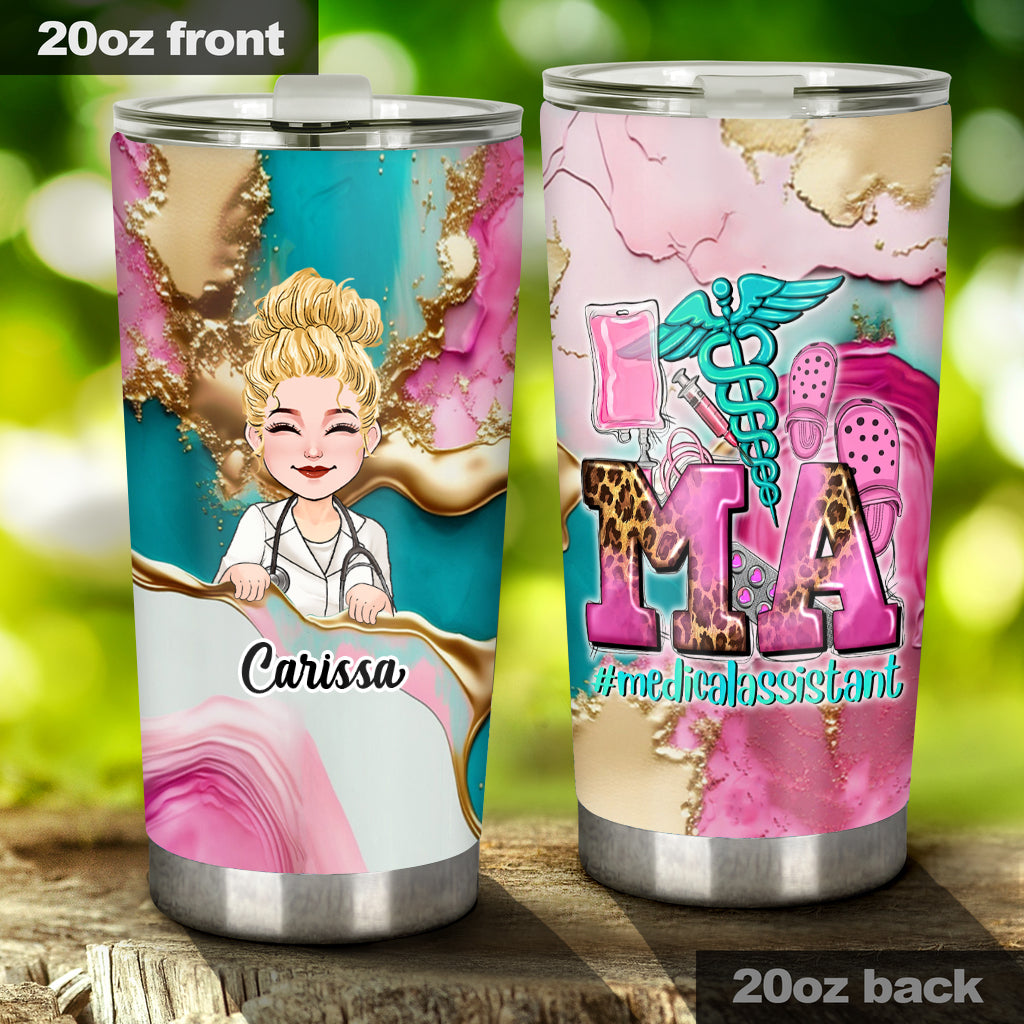 Nurse Life Pink Leopard Turquoise Blue - Personalized Nurse Tumbler