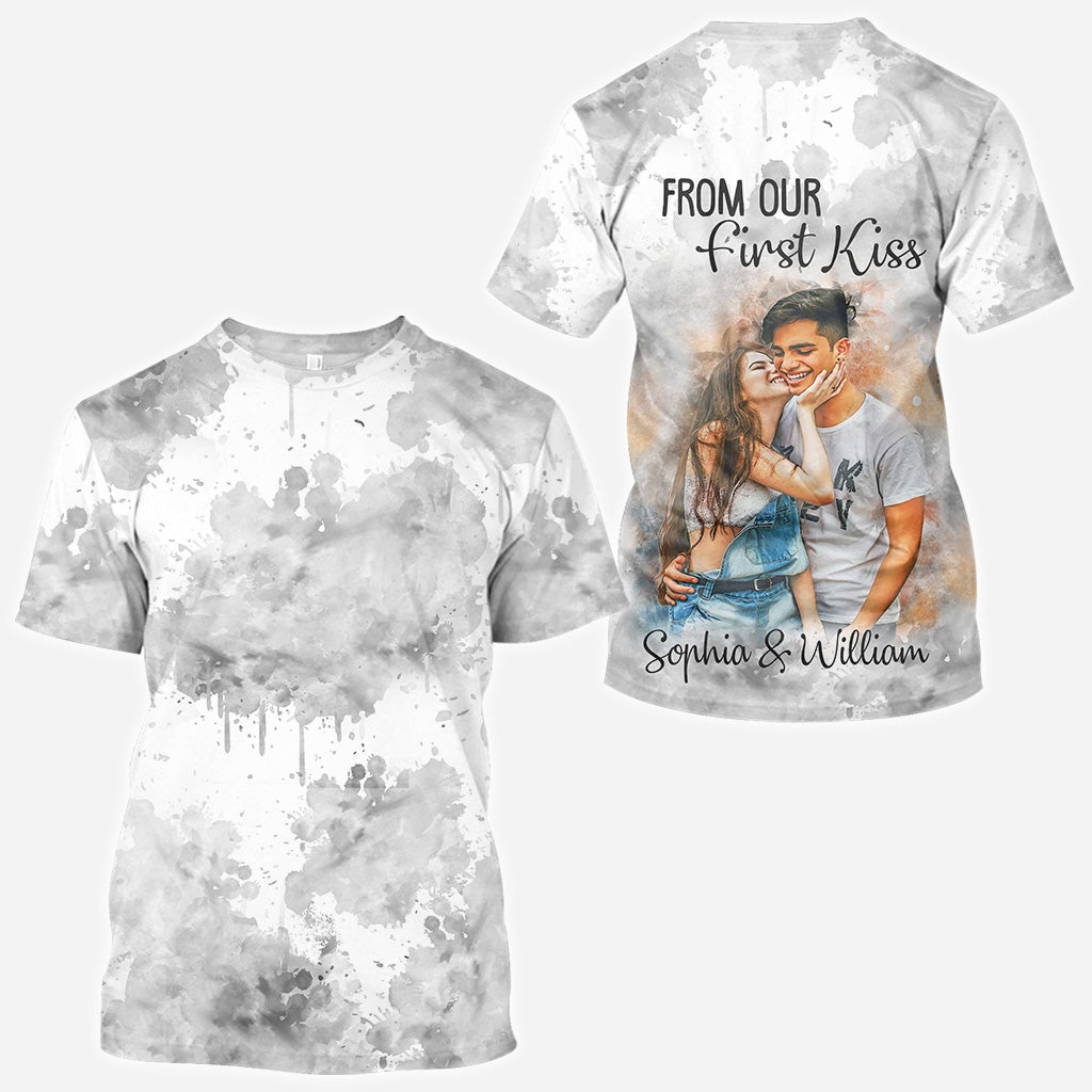 Watercolor Couple - Personalized Couple All Over Shirt