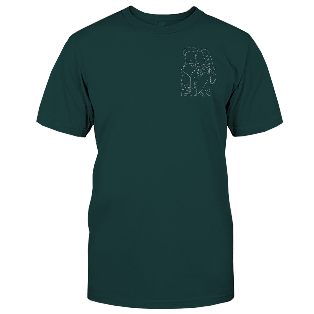 Custom Line Art - Personalized Mother Embroidered T-shirt