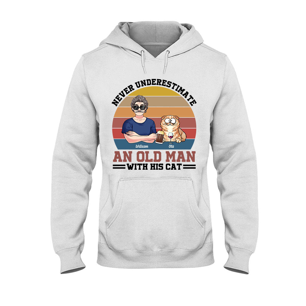 Never Underestimate An Old Man With His Cats - Personalized Cat T-shirt & Hoodie