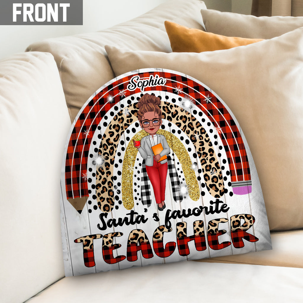 Santa's Favorite Teacher - Personalized Teacher One-sided Shaped Pillow