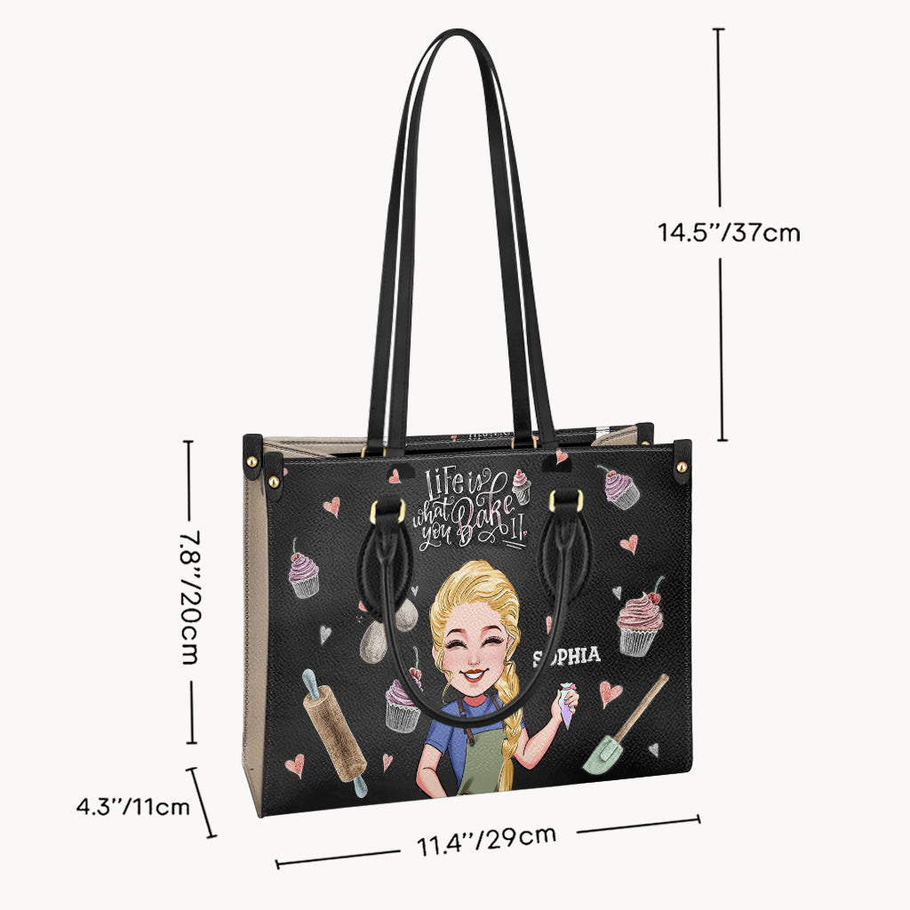 Life Is What You Bake It - Personalized Baking Leather Handbag