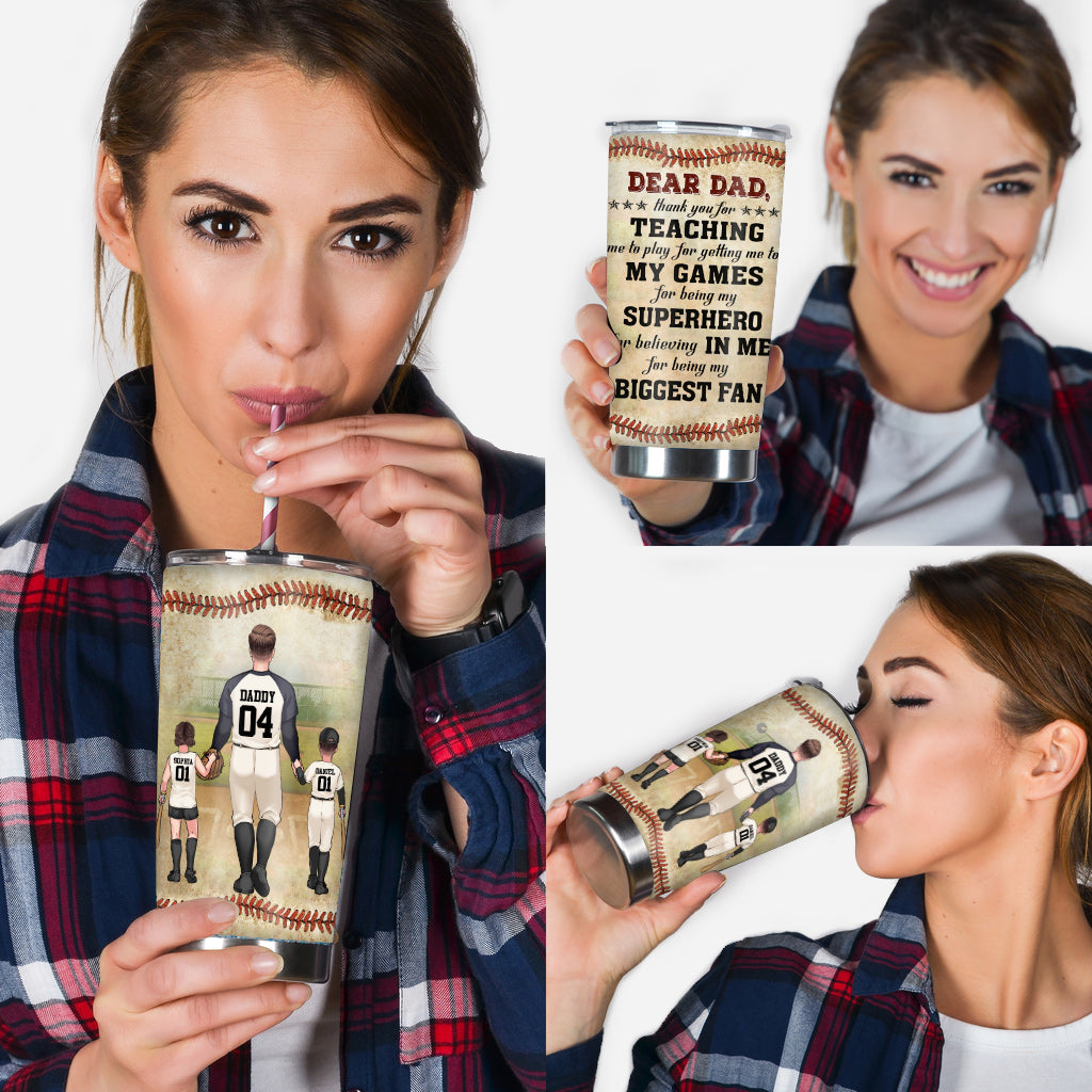 Thank You Dad My Biggest Fan - Personalized Baseball Tumbler