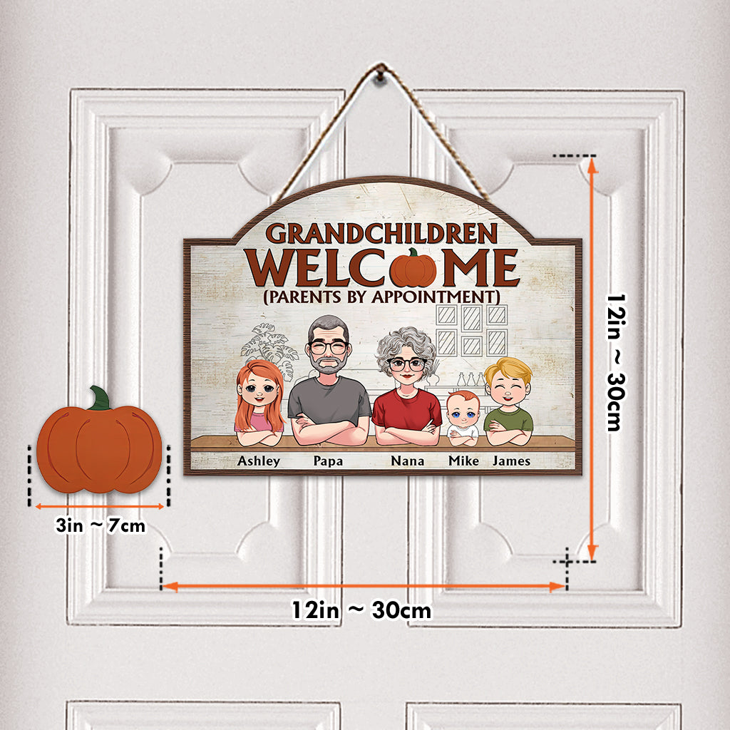 Grandchildren Welcome - Personalized Grandma Interchangeable Wood Sign