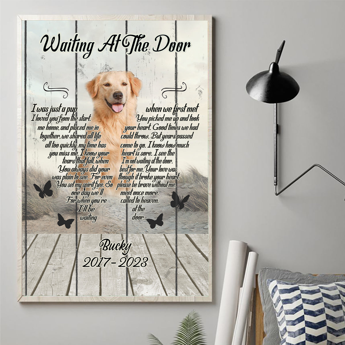 Waiting At The Door - Personalized Dog Canvas And Poster