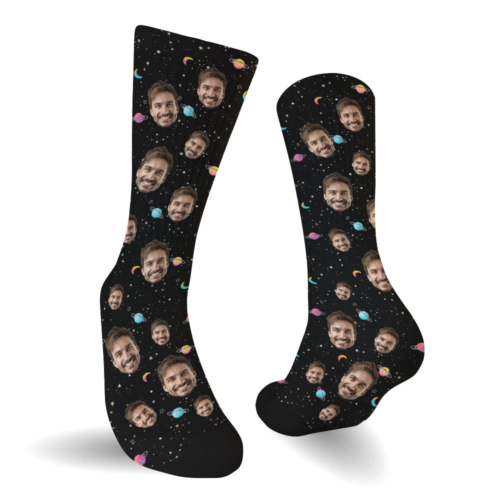 Custom Face Galaxy - Personalized Step Dad Socks