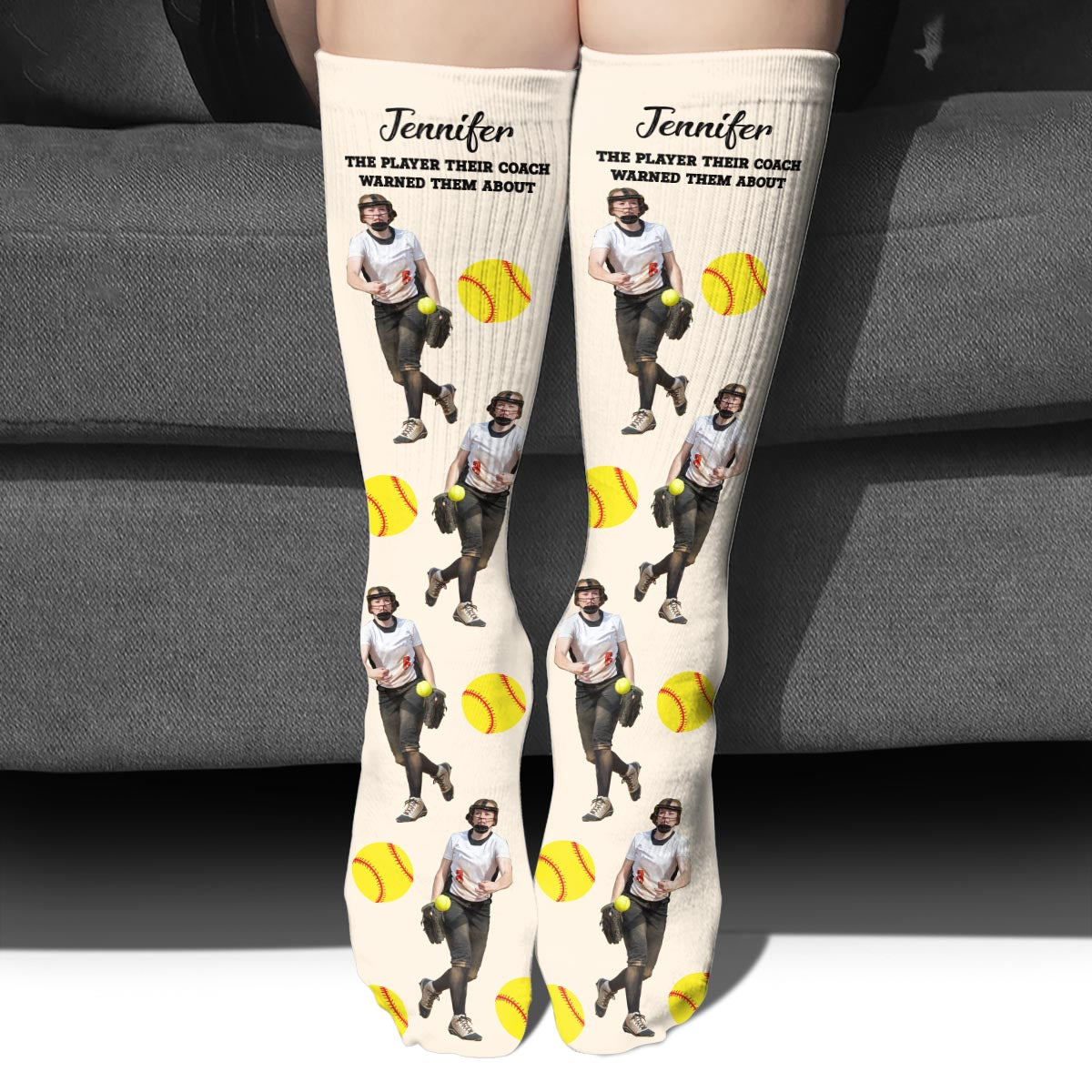 Their Coach Warned - Personalized Softball Socks