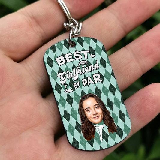 Best Dad By Par - Golf gift for dad, him, boyfriend, husband, grandpa - Personalized Stainless Steel Keychain