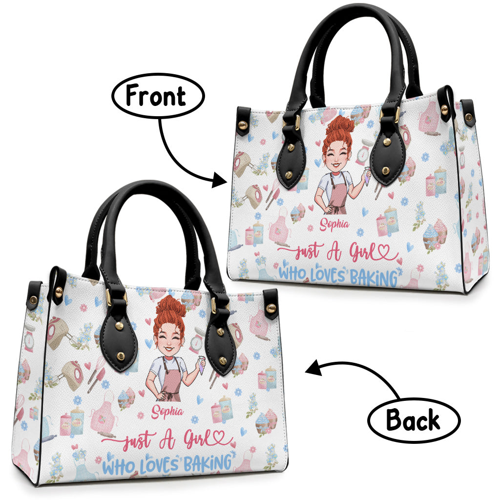 Just A Girl Who Loves Baking - Personalized Baking Leather Handbag