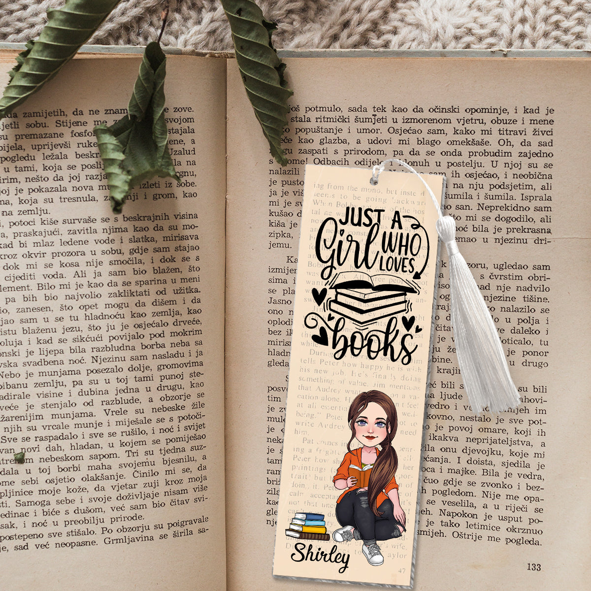 Just A Girl Who Loves Books - Personalized Book Bookmark (Printed On Both Sides)