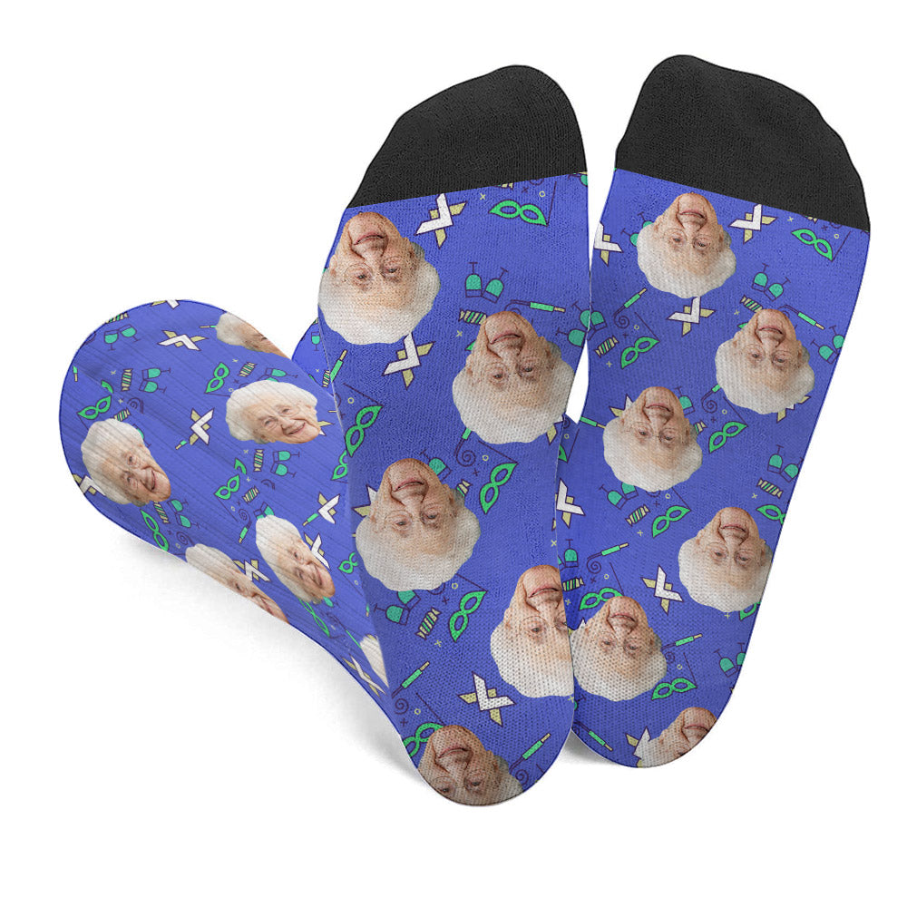 Custom Face Party Pattern - Personalized Grandma Socks