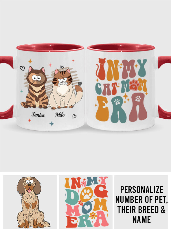 In My Dog/ Cat Mom Era - Personalized Cat Accent Mug