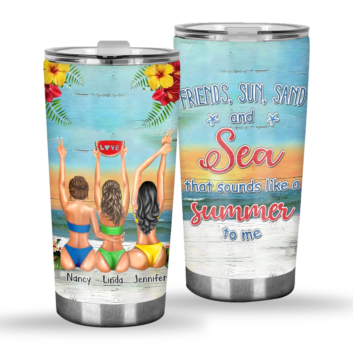 I Love You To The Beach And Back - Bestie gift for sister - Personalized Tumbler