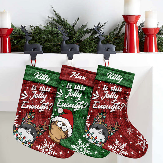 Is This Jolly Enough - Personalized Cat Christmas Stockings