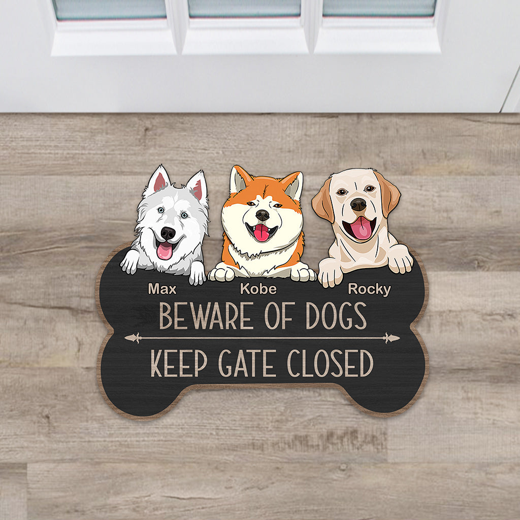 Beware Of The Dog - Personalized Dog Shaped Doormat
