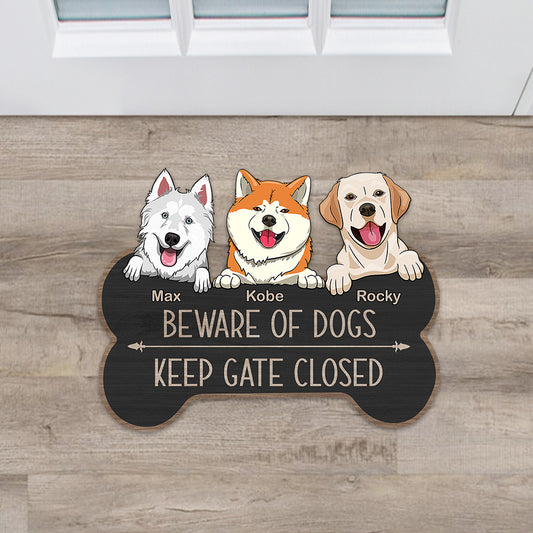 Beware Of The Dog - Personalized Dog Shaped Doormat