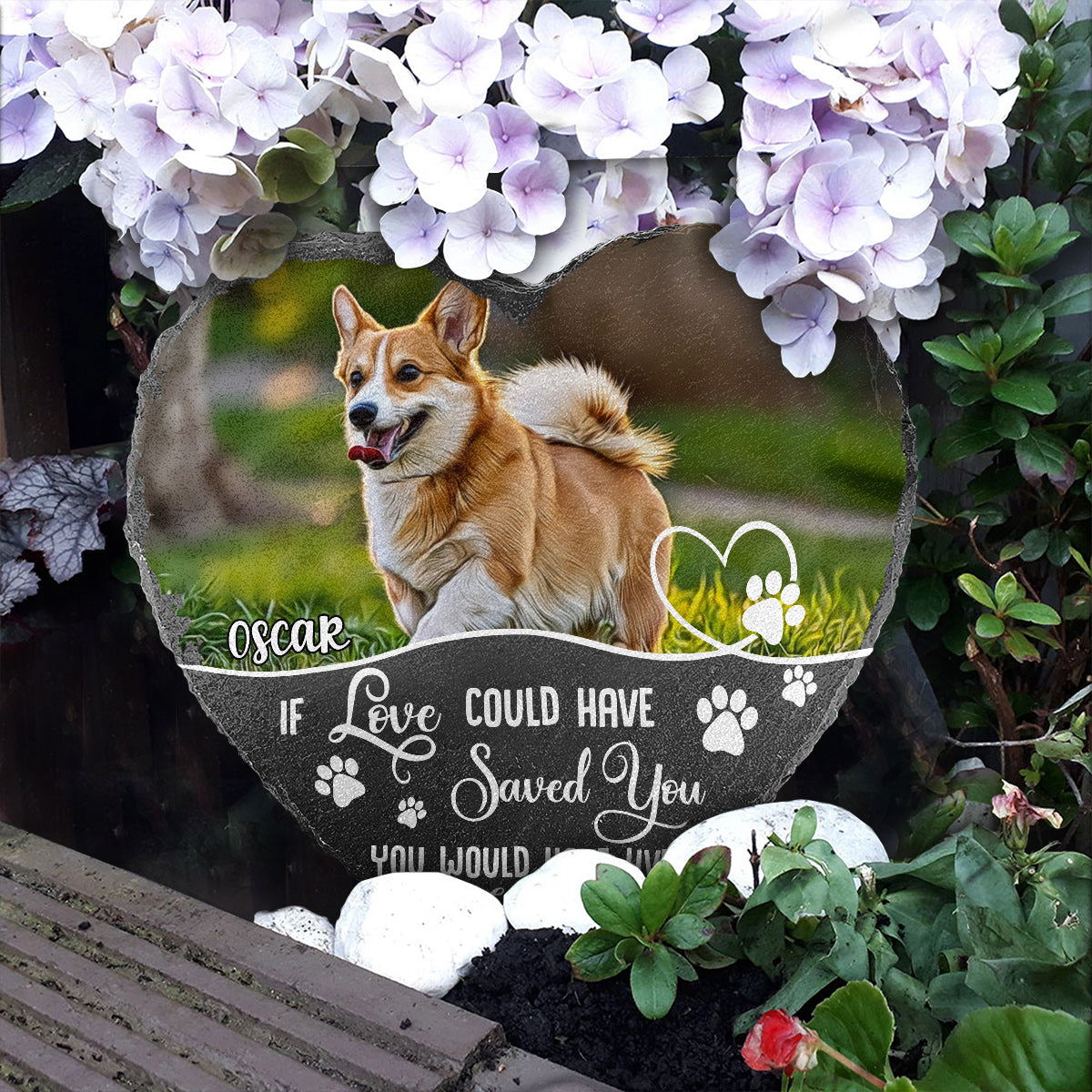 If Love Could Have Saved You - Personalized Dog Heart Shaped Stone