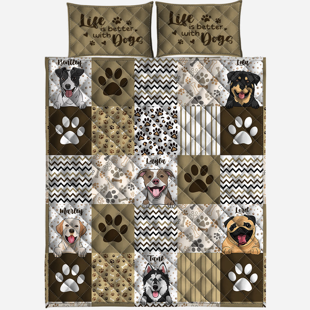 Cute Patterns Personalized Portrait Pets - Gift for dog lovers - Personalized Quilt Set