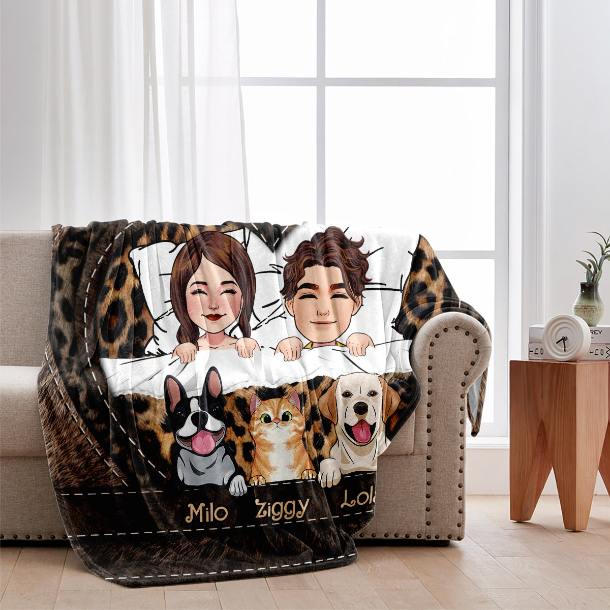 You & Me And The Fur Baby - gift for girlfriend - Personalized Blanket