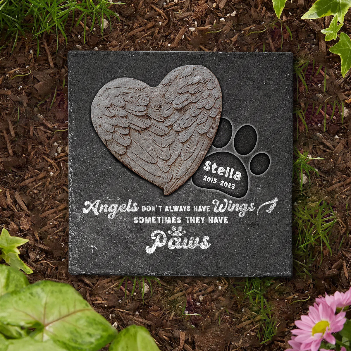 Angel Don't Always Have Wings - Personalized Dog Square Shaped Stone