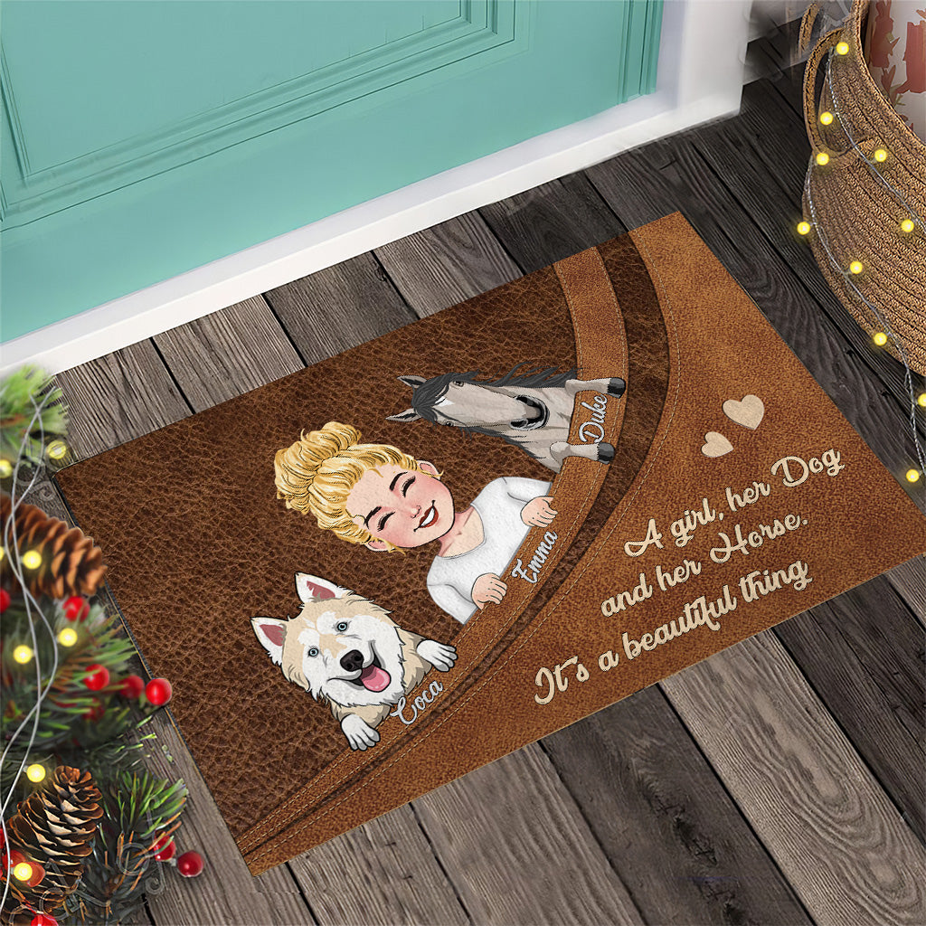 What A Beautiful Thing - Horse gift for dog lover, cat lover - Personalized Doormat