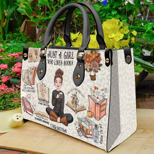 Just A Girl Who Loves Books - Personalized Book Leather Handbag