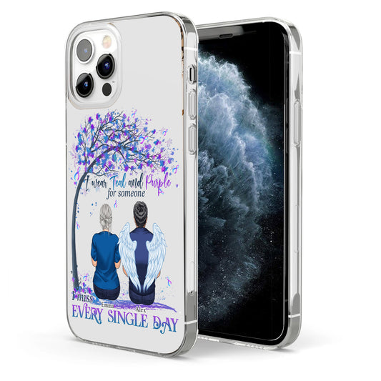 I Wear Teal And Purple - Personalized Suicide Prevention Clear Phone Case