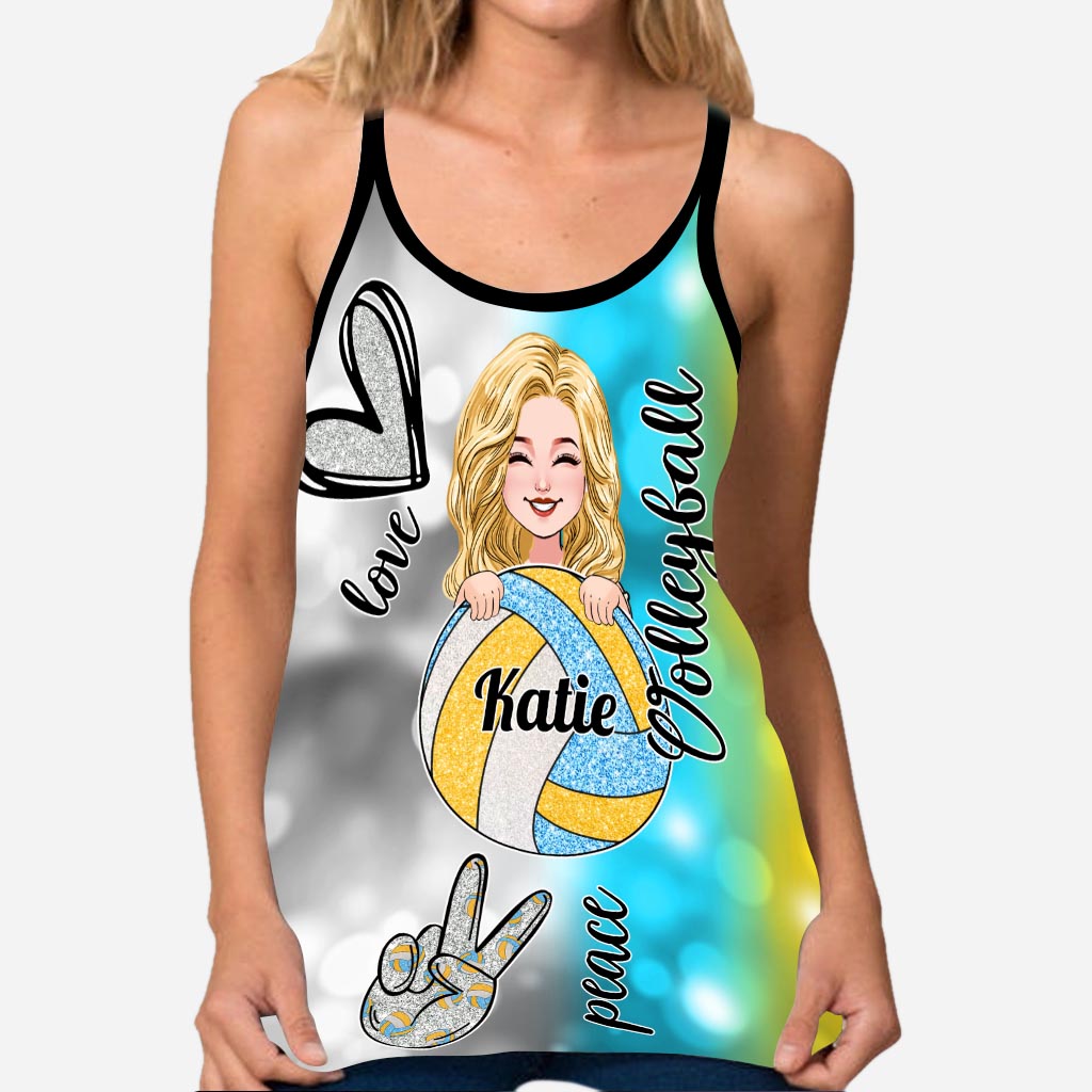 Cool Volleyball Mom - Personalized Volleyball Cross Tank Top