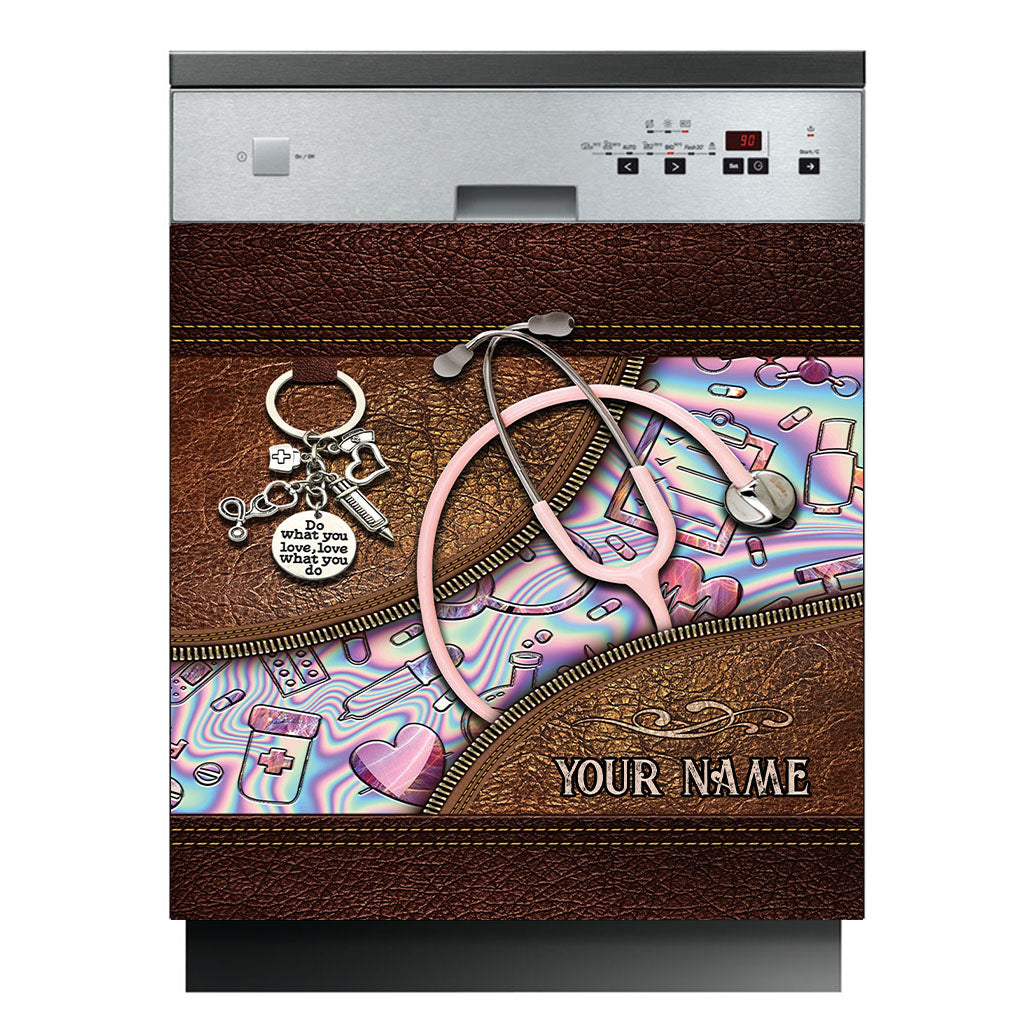 Pink Stethoscope - Personalized Nurse Dishwasher Cover