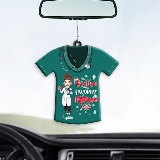 Santa's Favorite Nurse - Personalized Nurse Car Ornament