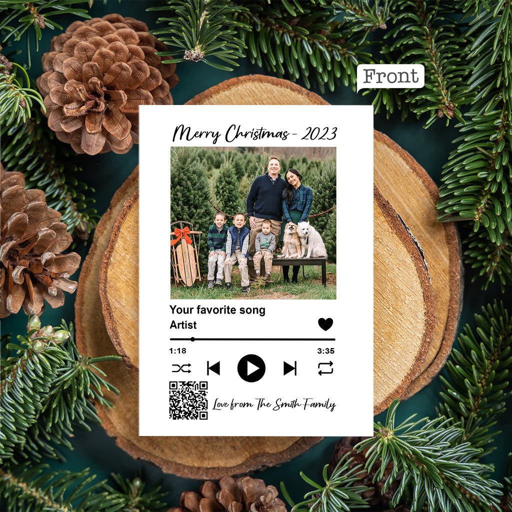 Christmas Favorite Songs With Photo Upload - Personalized QR Greeting Card