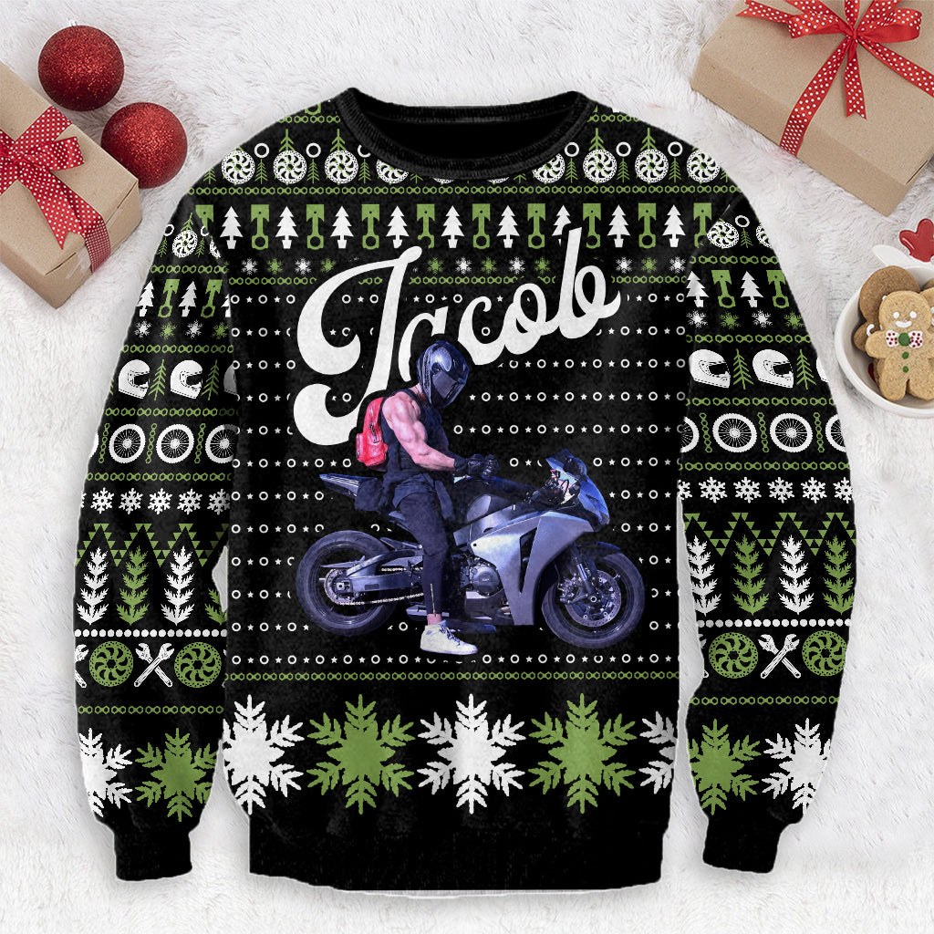Love Motorcycles - Personalized Biker Ugly Sweater
