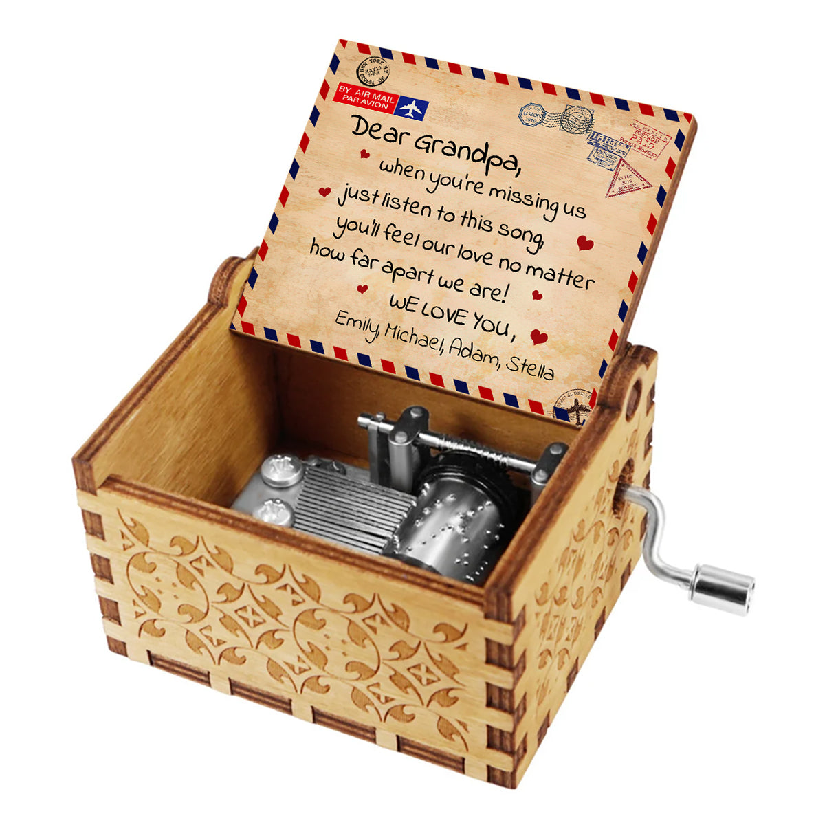 When You're Missing Us - Gift for grandma, mom, daughter, granddaughter, son, grandson, dad, grandpa - Personalized Hand Crank Music Box