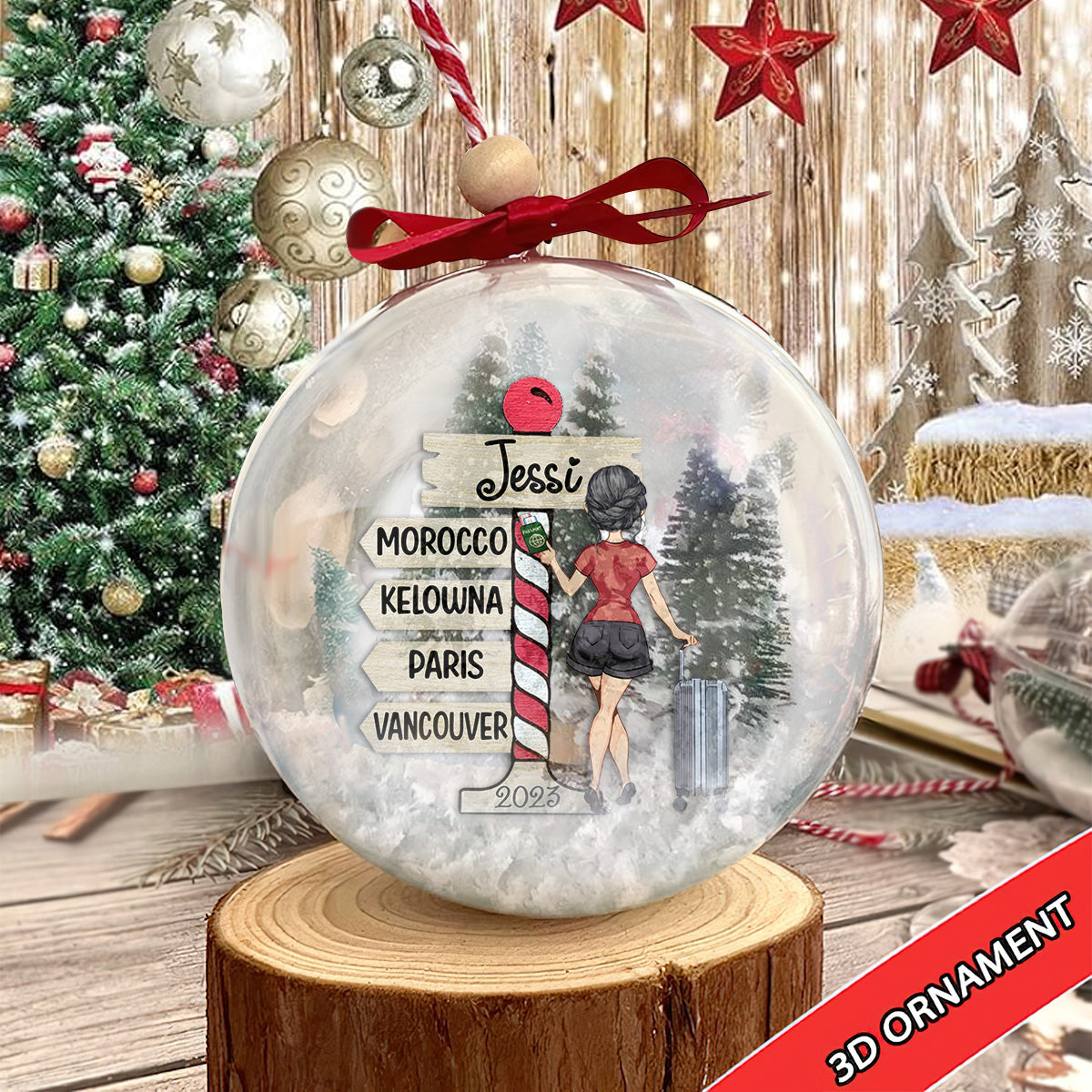 Love Travelling - Personalized Travelling Snow Globe Ornament
