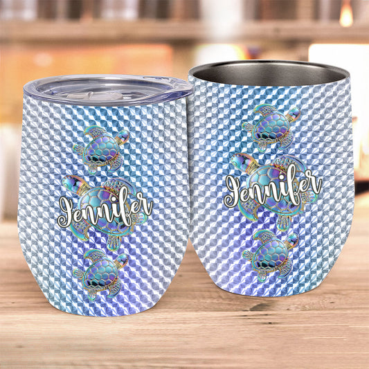 Salty Lil Beach - Personalized Turtle Wine Tumbler