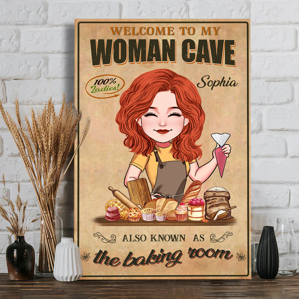 Welcome To My Woman Cave - Personalized Baking Canvas And Poster