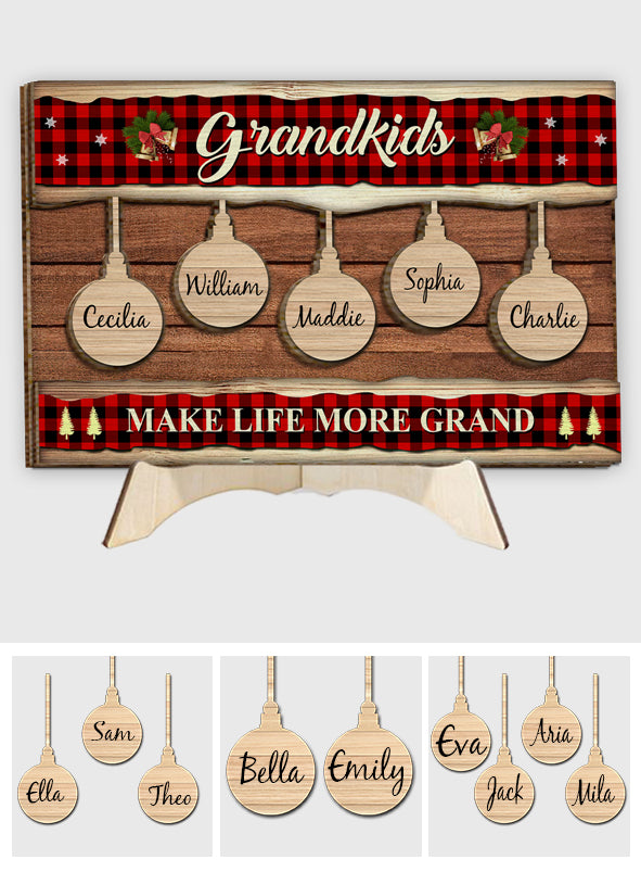 Grandkids Make Life More Grand - Personalized Grandma 2 Layered Wood Sign / Wood Plaque