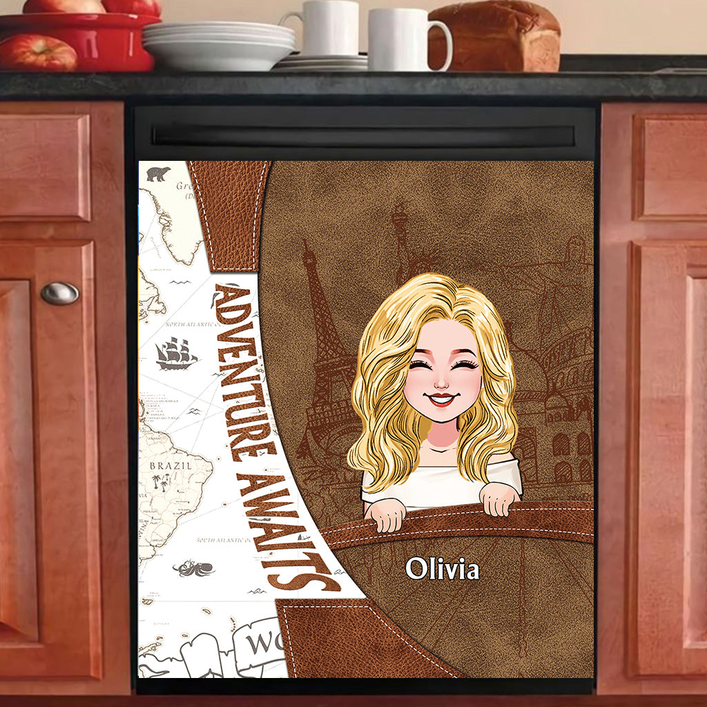 Adventure Awaits - Personalized Travelling Dishwasher Cover