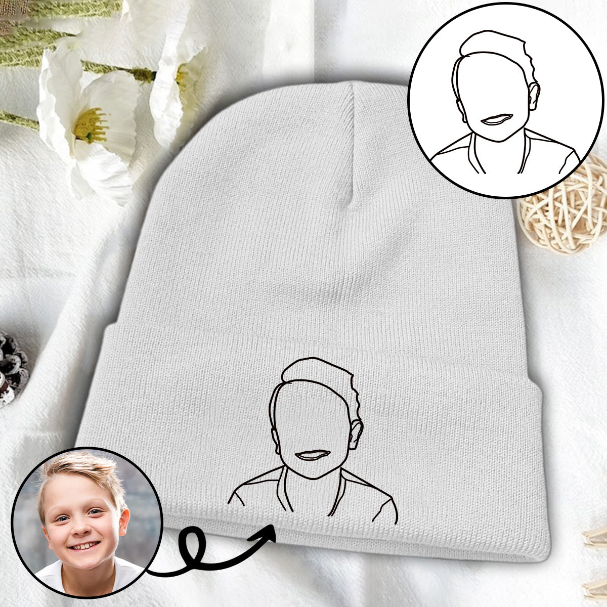 Custom Photo - Personalized Kid Embroidered Beanie