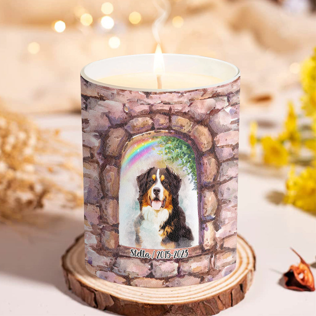 No Longer By My Side - Personalized Dog Candle With Wooden Lid