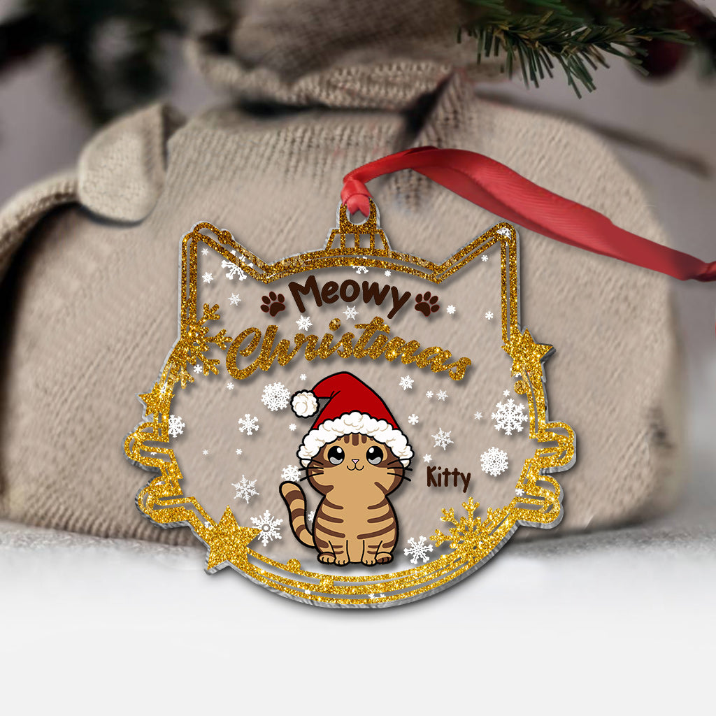 Meowy Christmas - Personalized Cat Layers Mix Ornament