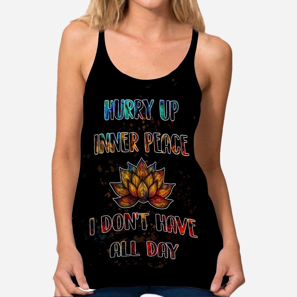 Hurry Up Inner Peace - Personalized Yoga Cross Tank Top