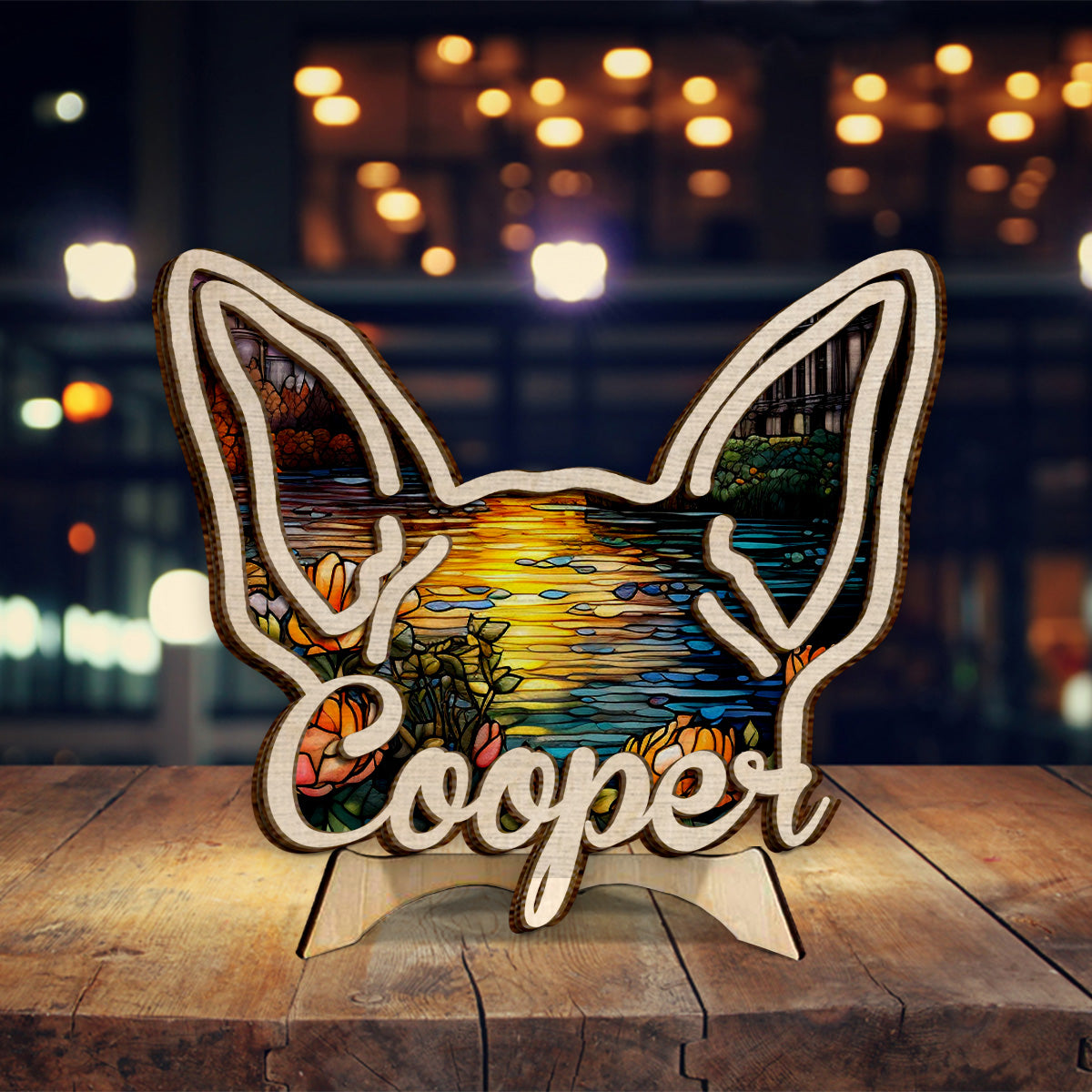 Dog Ears - Gift for dog lovers - Personalized 2 Layered Wood Sign / Wood Plaque