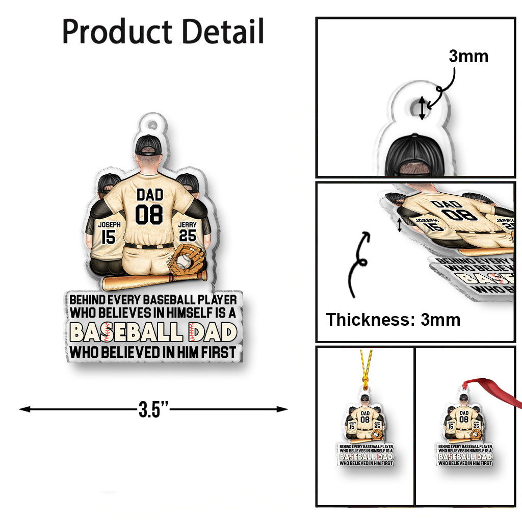 Behind Every Baseball Player - Personalized Baseball Transparent Ornament