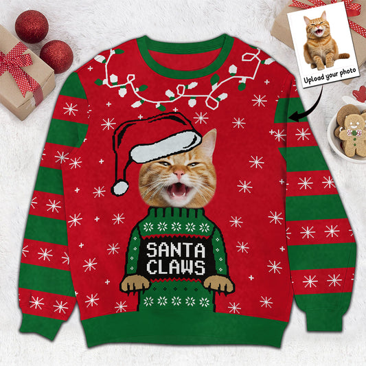 Santa Claws Christmas - Personalized Cat Ugly Sweater
